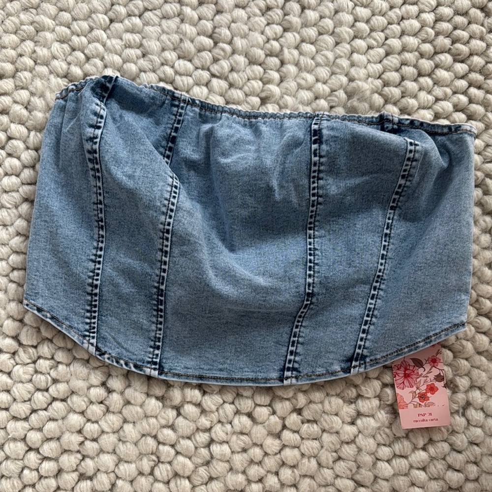 SHEIN Blue Denim Tube Top